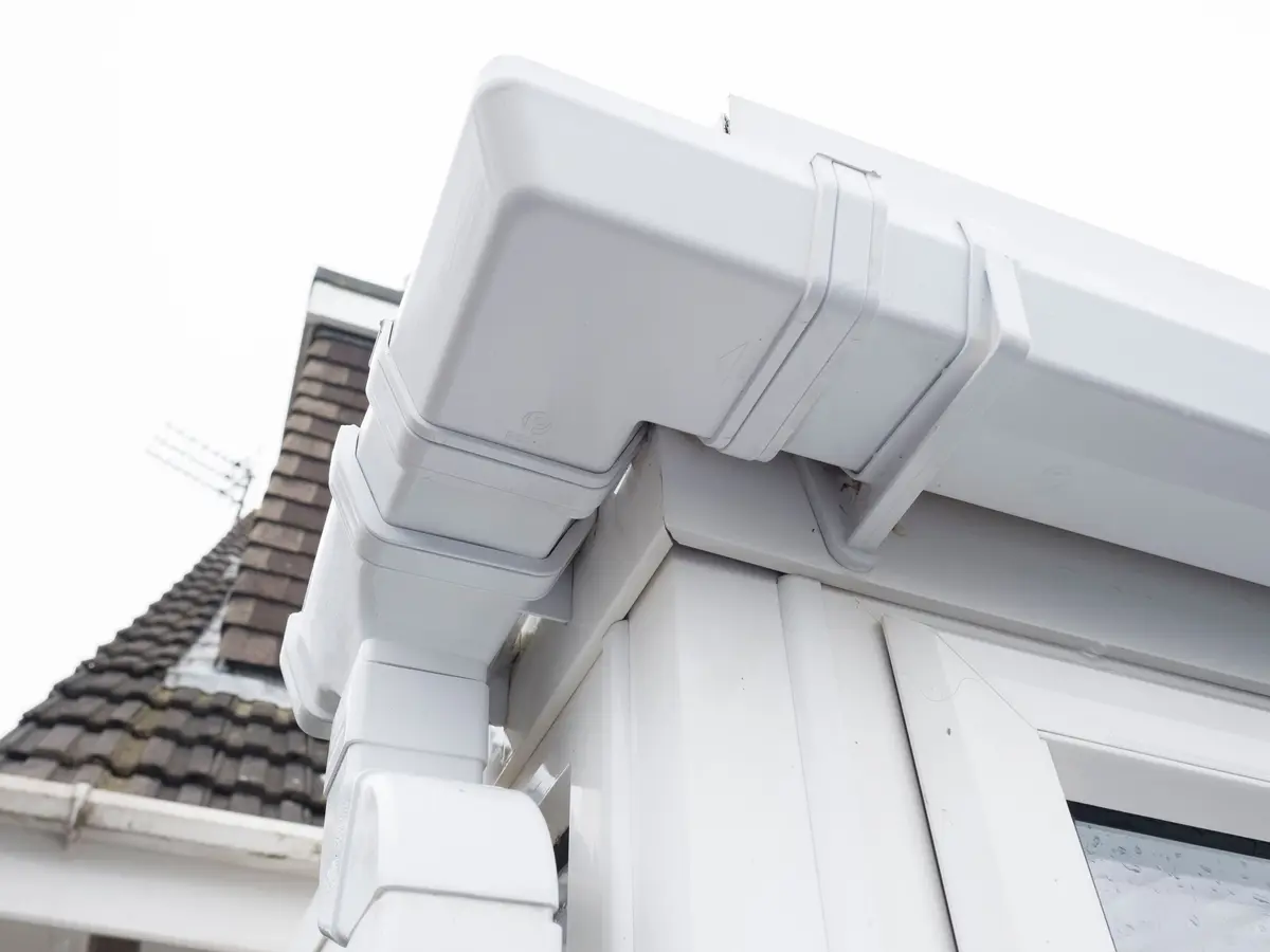 White uPVC fascia and gutter on a house