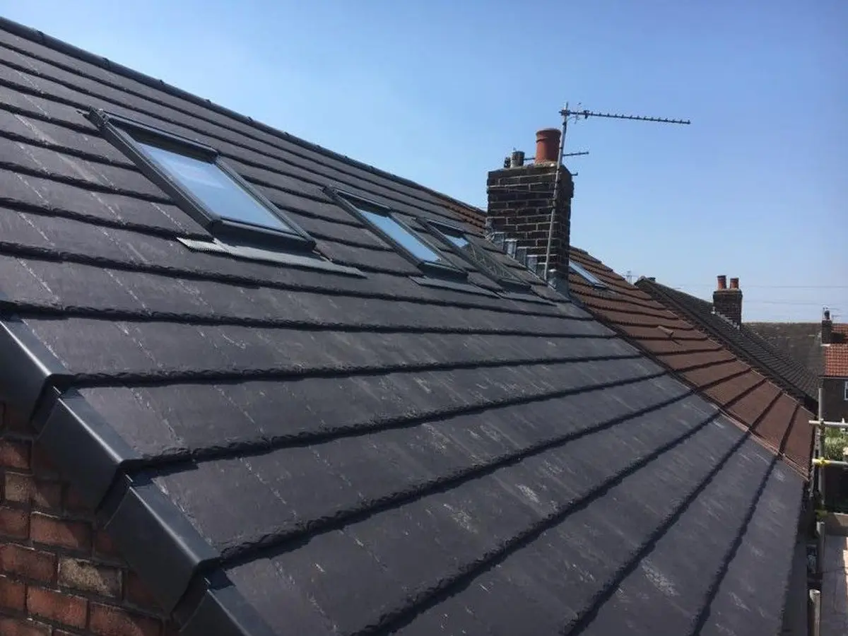Finished slate roof with roof windows
